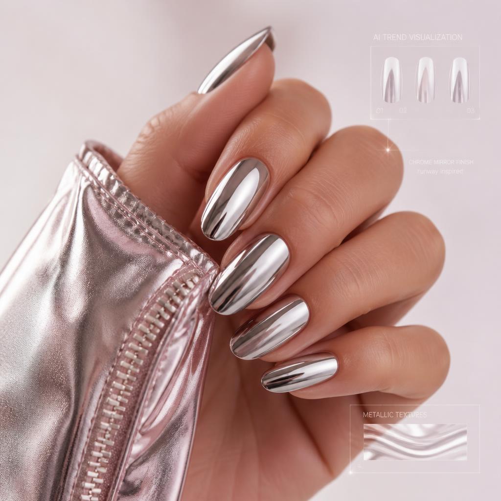 Chrome Jade — AI generated Chrome manicure